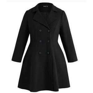 Black Double Breasted Shein Coat